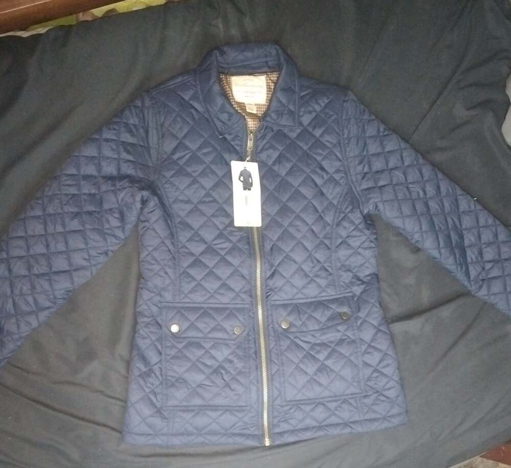 Original Weatherproof Vintage Women's Dark Navy Quilted Jacket Size S